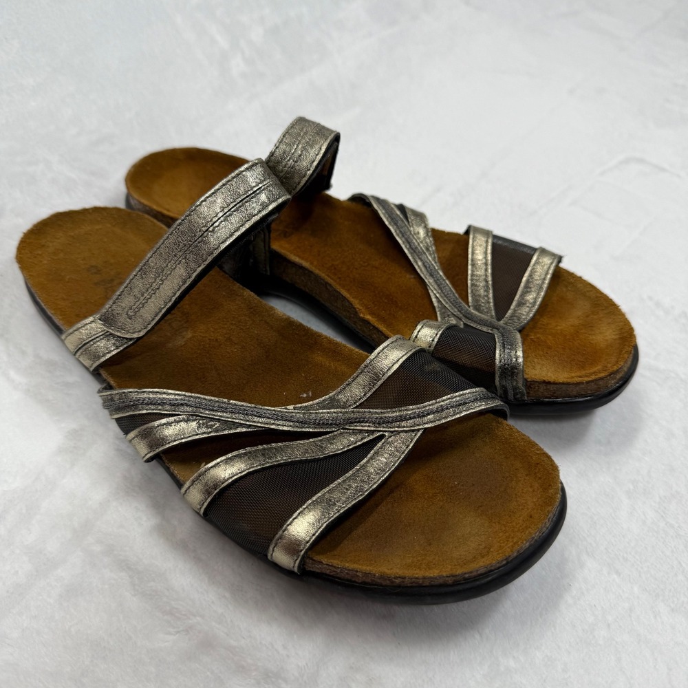 Naot Yarrow Sandals Metallic‎ Leather Comfort Adjustable Strap Size 40